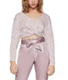 Bcbgeneration Metallic Knit Shirt Pullover Sweater Top In Pink In Pink
