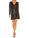 Bcbgeneration Metallic Wrap Mini Dress In Black In Black