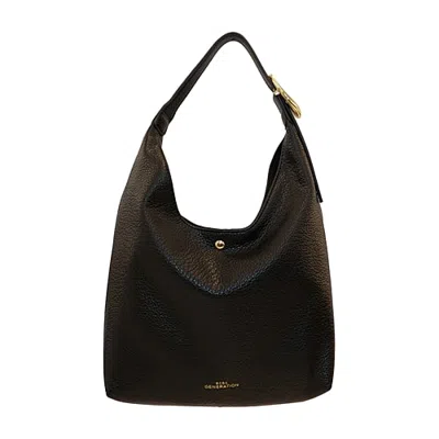 Bcbgeneration Mid Pebble With Gold Hardware Hobo Bag In Black