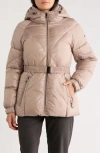 Bcbgeneration Missy Belted Puffer Coat In Neutral