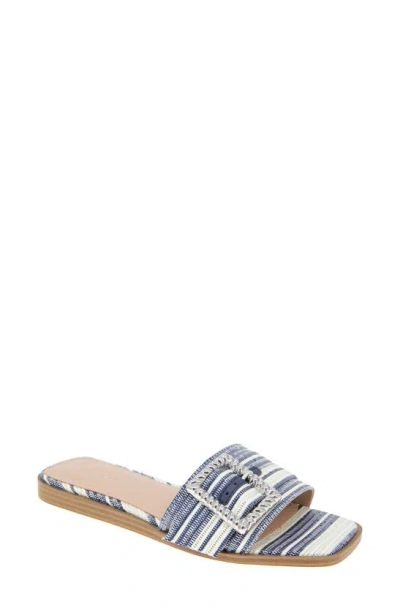 Bcbgeneration Mollie Buckle Slide Sandal In Navy/ White