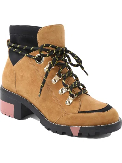 Bcbgeneration Nalli Womens Suede Block Heel Hiking Boots In Brown
