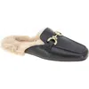 Bcbgeneration Zorie Womens Faux Leather Loafer Slide Slippers In Black/fur