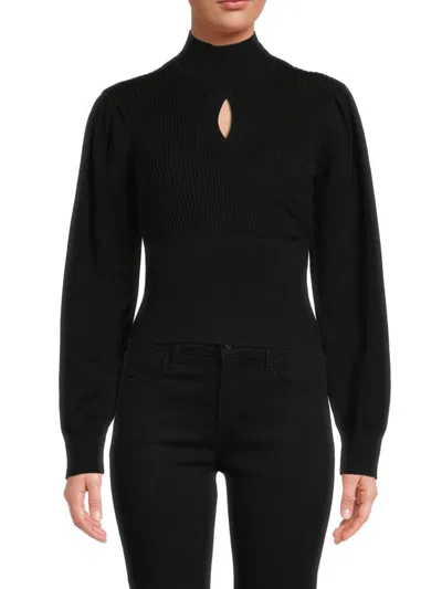 Bcbgeneration Ribbed Puff Sleeve Sweater In Black