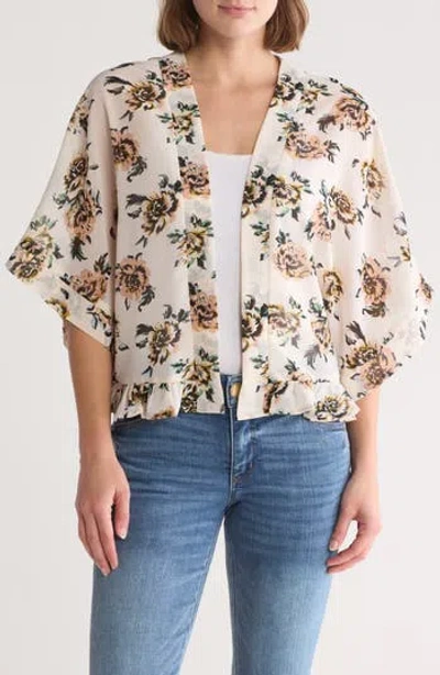 Bcbgeneration Rose Print Cardigan In Blue