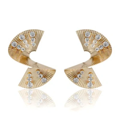 Bcbg Eneration Sculpted Fan Crystal Earrings In Gold