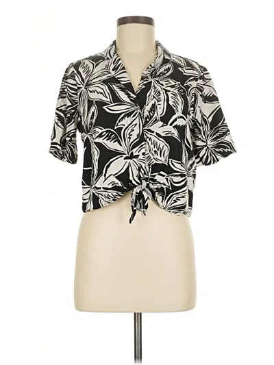 Pre-owned Bcbgeneration Short Sleeve Blouse In Black