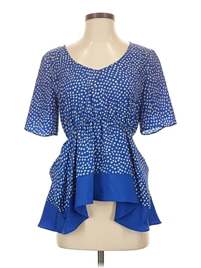 Pre-owned Bcbgeneration Short Sleeve Blouse In Blue