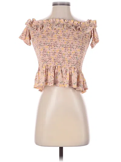 Pre-owned Bcbgeneration Short Sleeve Blouse In Tan