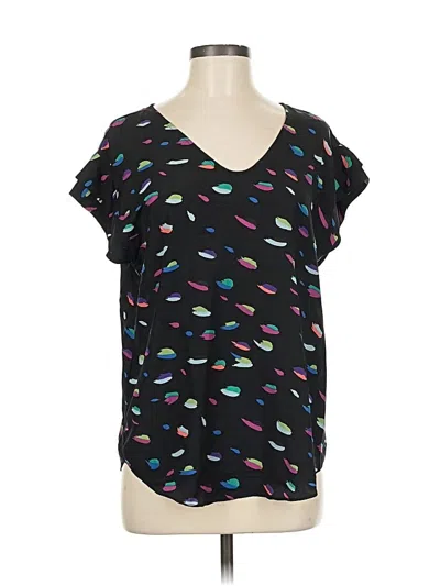Pre-owned Bcbgeneration Short Sleeve Top Black V Neck Tops