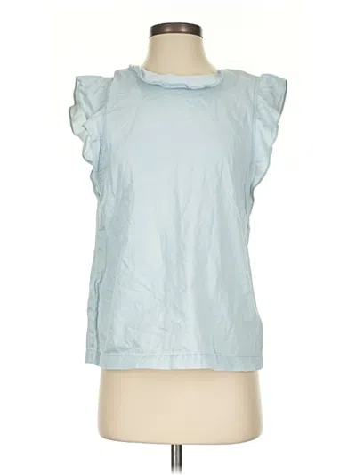 Pre-owned Bcbgeneration Short Sleeve Top Blue Ruffles Neckline Tops