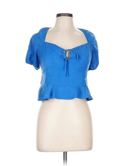Pre-owned Bcbgeneration Short Sleeve Top Blue Sweetheart Neckline Tops