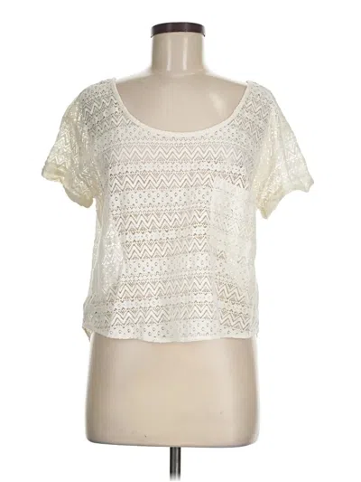 Pre-owned Bcbgeneration Short Sleeve Top Ivory Scoop Neck Tops In White