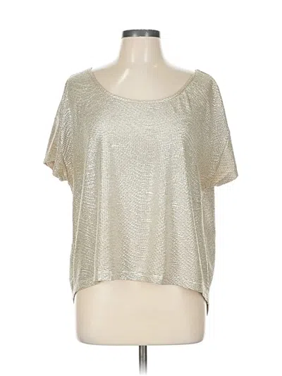 Pre-owned Bcbgeneration Short Sleeve Top Silver Metallic Pattern Scoop Neck Tops
