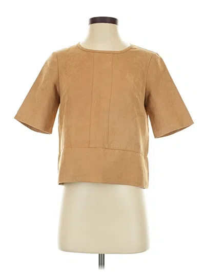 Pre-owned Bcbgeneration Short Sleeve Top Tan Square Neckline Tops In Brown