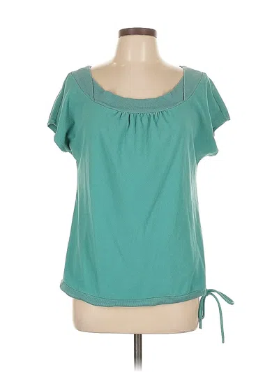 Pre-owned Bcbgeneration Short Sleeve Top Teal Scoop Neck Tops In Blue