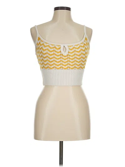 Pre-owned Bcbgeneration Sleeveless Top Yellow Sweetheart Neckline Tops