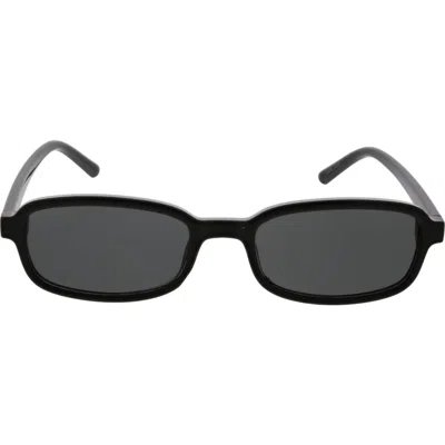 Bcbgeneration Slim Rectangle Sunglasses In Shiny Black
