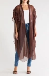 Bcbgeneration Solid Pleated Chiffon Duster In Brown