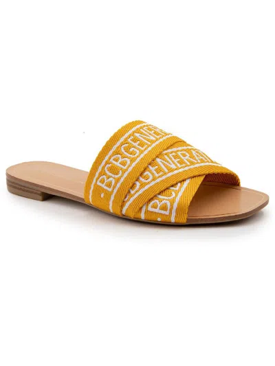 Bcbgeneration Sring2021 Womens Open Toe Flat Slide Sandals In Orange