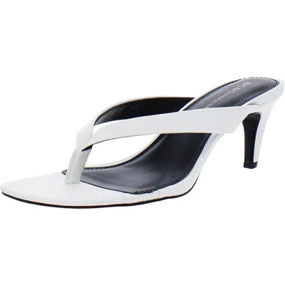 Bcbgeneration Tabina Womens Thong Slip On Heel Sandals In White