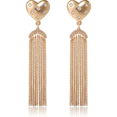 Bcbg Eneration Tassel Heart Drop Earrings In Gold