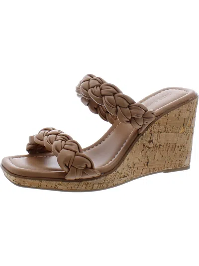 Bcbgeneration Ulana Womens Faux Leather Braided Wedge Sandals In Multi