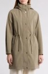 Bcbgeneration Water Resistant Hooded Drawstring Waist Jacket In Desert Sage