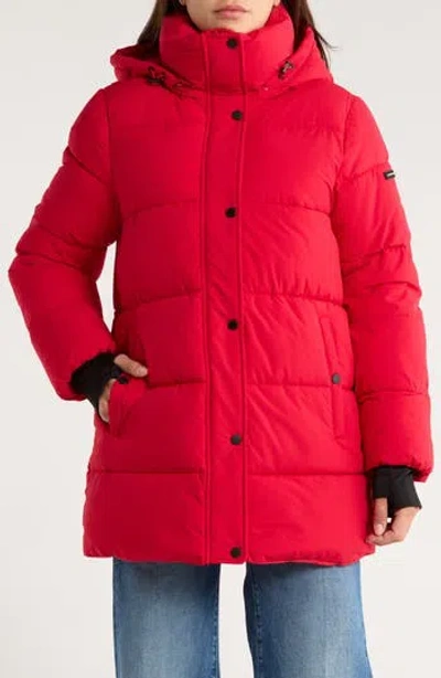 Bcbgeneration Water Resistant Hooded Puffer Jacket In Red