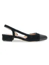 Bcbgeneration Women's Tillie Cap Toe Slingback Block Heel Pumps In Black Boucle