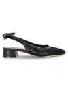 Bcbgeneration Women's Torna Lace Slingback Block Heel Pumps In Black Lace