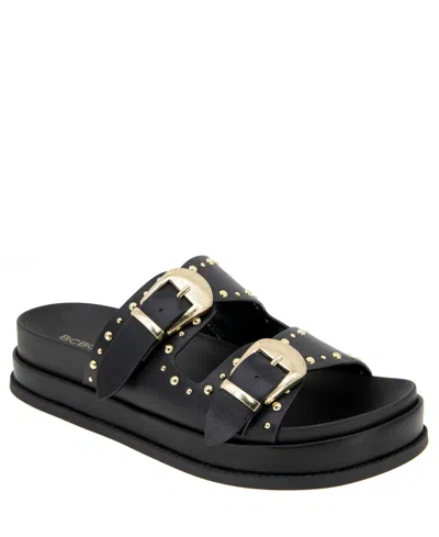 Bcbgeneration Women's Barah Chunky Footbed Double Buckle Slip-on Sandals In Black