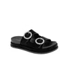 Bcbgeneration Women's Batina Rhinestone Buckle Double Band Flat Sandals In Black