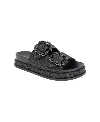 BCBGENERATION WOMEN'S BEXXI DOUBLE BUCKLE RAFFIA FOOTBED SANDALS