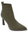 Bcbgeneration Beya Womens Beaded Pointed Toe Booties In Dark Olive Flyknit