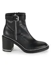 Bcbgeneration Women's Braxi Stud Block Heel Buckle Casual Booties In Black