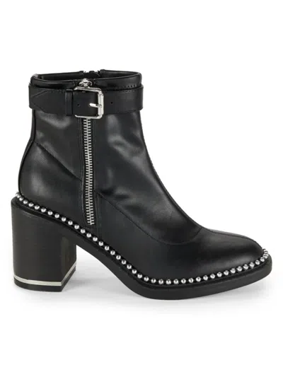 Bcbgeneration Women's Braxi Stud Block Heel Buckle Casual Booties In Black