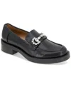 Bcbgeneration Womens Embellished Faux Leather Loafers In Black Smooth