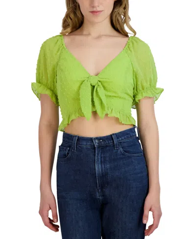Bcbgeneration [women's Clip Dot Knot Front Crop Top] In Green