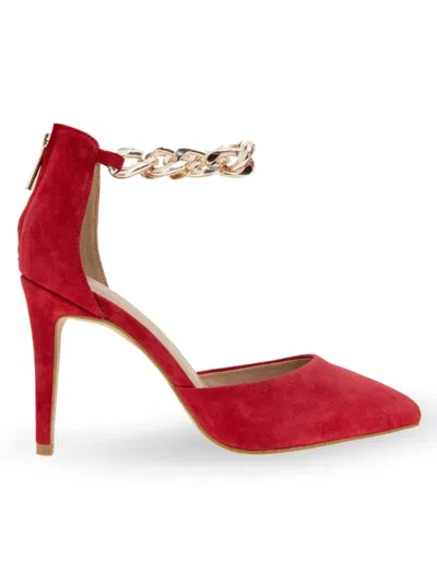 Bcbgeneration Women's Core Suede Chain Point Toe Pumps In Lipstick