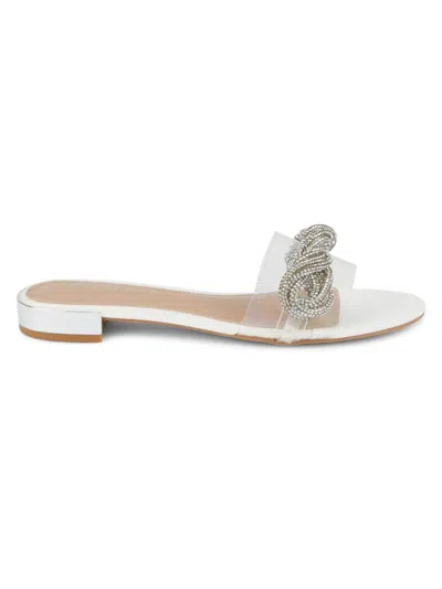 Bcbgeneration Women's Darli Embellished Flat Sandals In Bright White