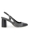Bcbgeneration Women's Darrin Block Heel Tweed Slingback Pumps In Black White