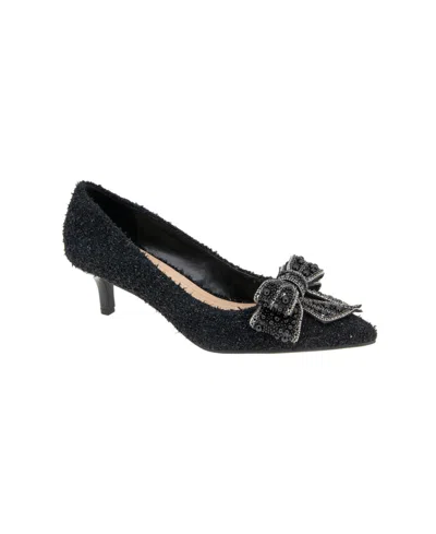 Bcbgeneration Women's Dovi Bow Kitten Heel Dress Pumps In Black Boucle