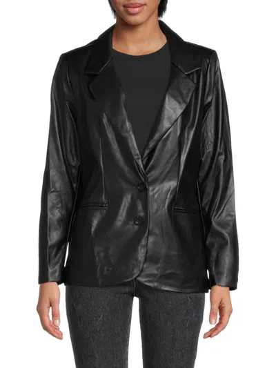 Bcbgeneration Women's Faux Leather Boyfriend Blazer In Black