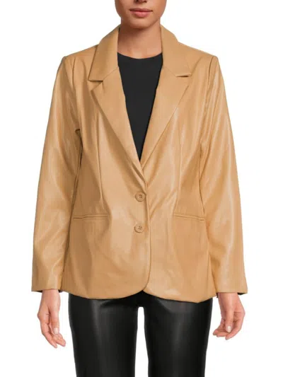 Bcbgeneration Women's Faux Leather Boyfriend Blazer In Tan