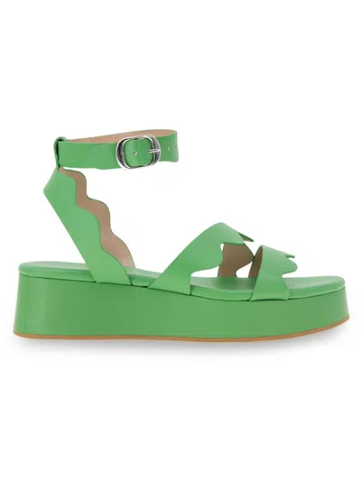 Bcbgeneration Women's Faye Scalloped Buckle Flatform Sandals In Clover