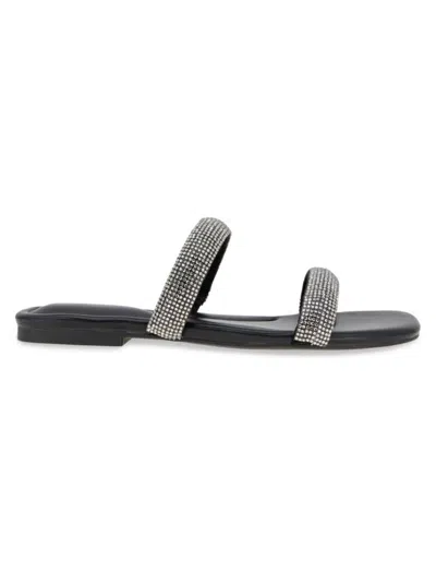 Bcbgeneration Women's Glannis Rhinestone Flat Sandals In Black