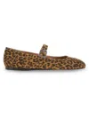 Bcbgeneration Harpin Womens Adjustable Faux Suede Mary Janes In Cheetah
