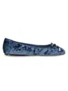 Bcbgeneration Hartly 2 Womens Bow Velvet Ballet Flats In Naval Blue