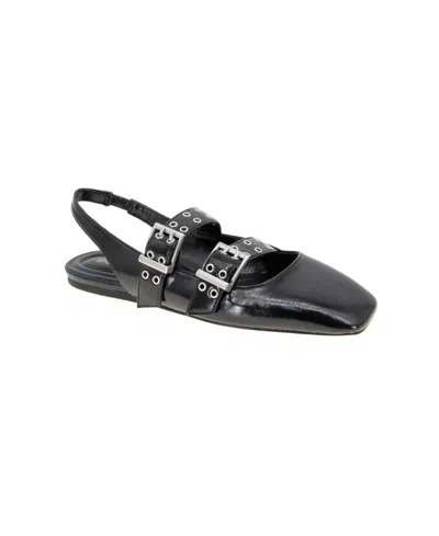 Bcbgeneration Women's Hendo Double Buckle Slingback Flats In Black